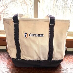 Heavy Duty Lands End Medium Open Top Short Handle Canvas Tote Bag Pockets & Clip